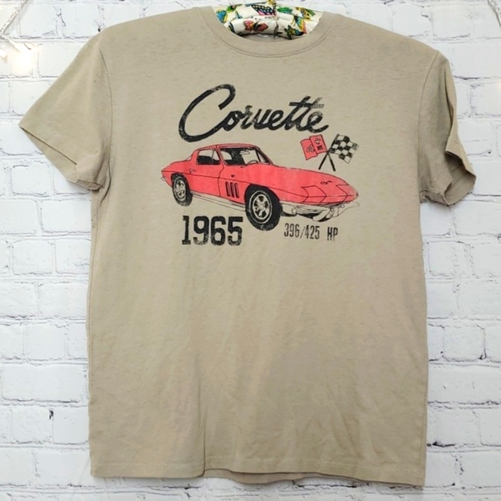GM Motors Officially Licensed Product Corvette 1965 Womens Tan Tshirt Size Small